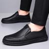 Spring New Shoes for Men Leather Casual Shoes Comfortable Slip-On Loafers Round Toe Flat Leisure Shoes