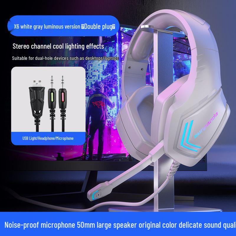 Gaming USB Headphones: Noise-Cancelling with Cool Lighting Effects for PC & Laptop