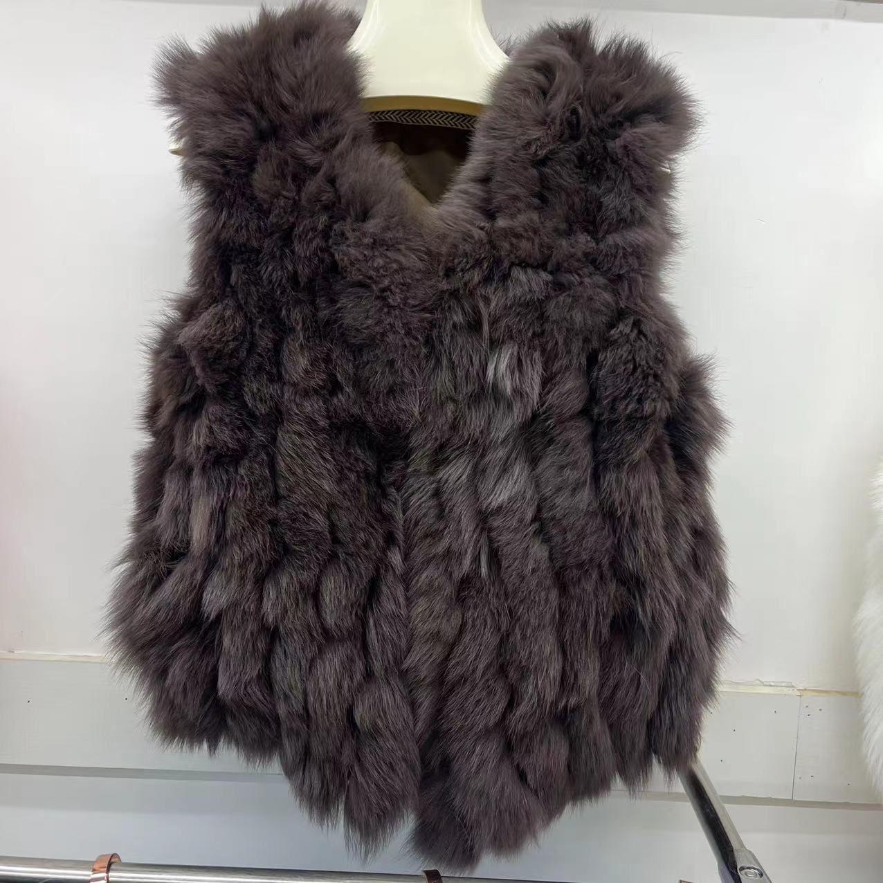 

Осенне-зимнее теплое женское пальто из натурального меха, толстый жилет, женская куртка из натурального меха, уличная одежда One Size