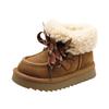 Winter New Children's Snow Boots Frosted Leather Large Cotton Thermal Boots Teddy Fluffy Boys and Girls Cotton Shoes