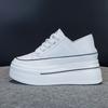 inner height increase 8CM leather little white shoes women, spring and autumn new versatile Korean version thick-soled muffin casual shoes
