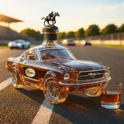 Nowoczesny styl samochodu Mustang butelka na whisky z przezroczystego szkła borokrzemowego, modny kreatywny pojemnik do przechowywania