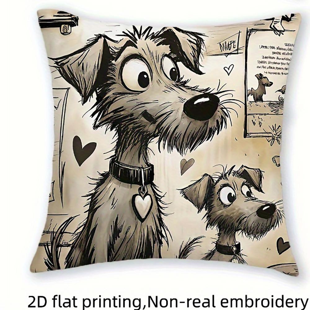 1/4pcs Cute Dog-Patterned Pillowcases with 2D Flat Printing Sofa Cushion Cover Home Bedroom Room Decoration