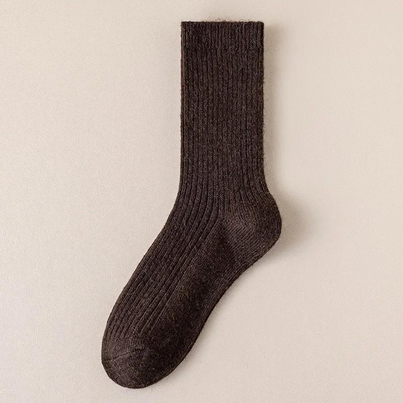 2025 Stacking Wool Socks Women Winter Solid Tube Socks Double Needle Knit Thickened Warm and Velvet Socks