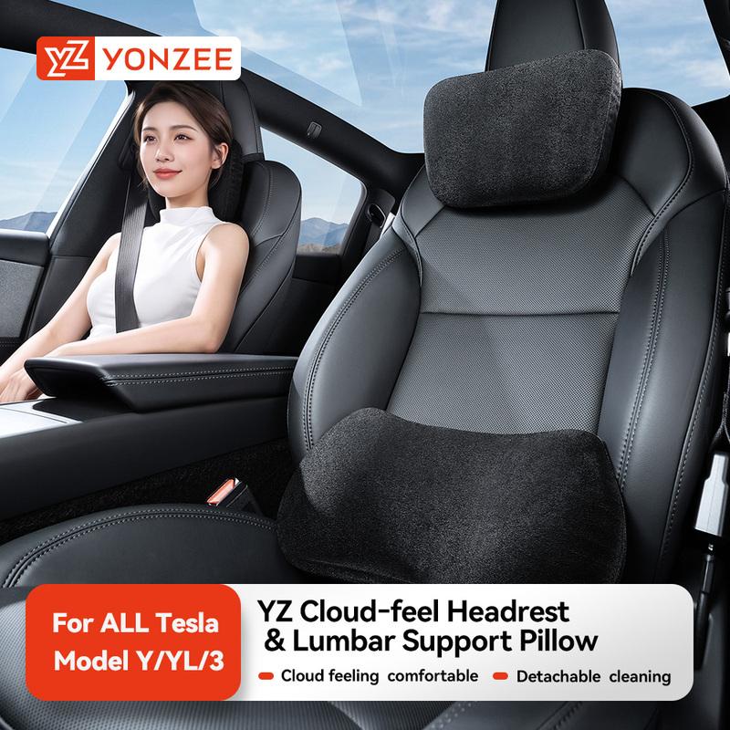 YZ For Tesla Model 3 Y YL Juniper -2026 Car Seat Headrest pillow Lumbar Support Neck Pillow High-Quality Leather Accessories