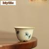 2pc/lot Tripodia Ru Kiln Hand-painted Ginkgo Teacup Retro Tea Bowl Mug Tea-tasting Personal Cup Jianzhan Master Cups Teaset 40ml