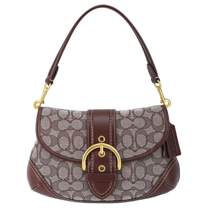 

COACH shoulder bag Soho 27 Classic Presbyopia Daily Commuting Pin Buckle Magnetic Buckle Closure Half Moon Underarm Fabric and Regenerated Leather сірий колір