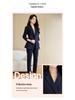 Women's Autumn Black Double-Breasted Blazer and Pants Set - Professional Slim Fit for Business and Interviews