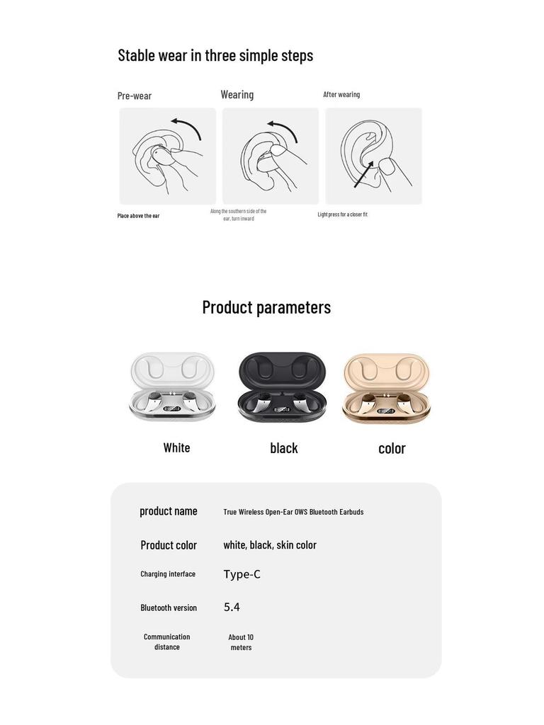 2025 Hanging Ear E11S Smart AI TWS Non-in-ear Real-time Translation Wireless Bluetooth Earbuds