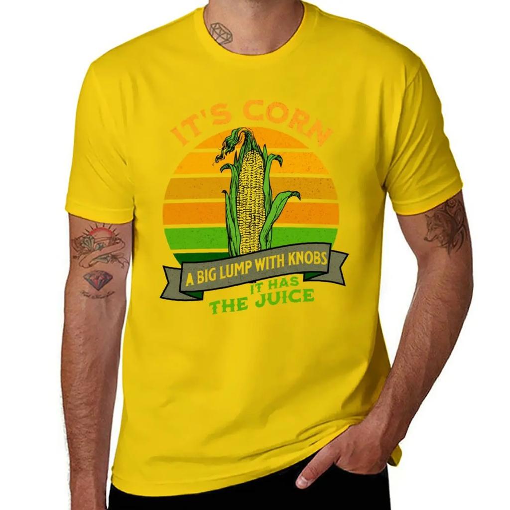 Funny Corn - Retro Vintage It Has The Juice It’s Corn T-Shirt Vintage Clothes Blacks Slim Fit T Shirts for Men