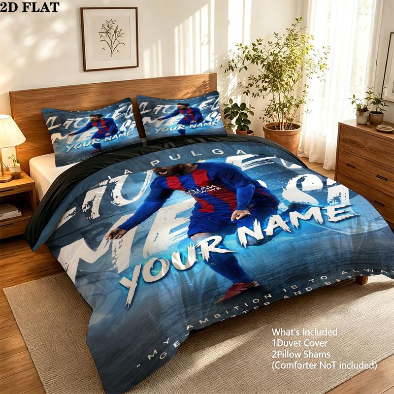 Lionel Messi Bedding Quilt Set Quilt Cover Pillowcase Home Decoration Birthday Gift (1 * duvet cover + 2 * pillowcase, without core)