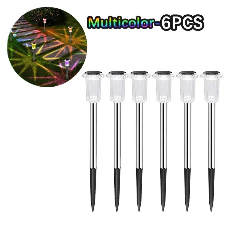 6 STÜCKE Solar Außenlampe RGB Nachtlichter IP65 Wasserdicht Edelstahl Lange Batterielaufzeit Weihnachtsdeko Garten Hof Gehweg Rasendeko