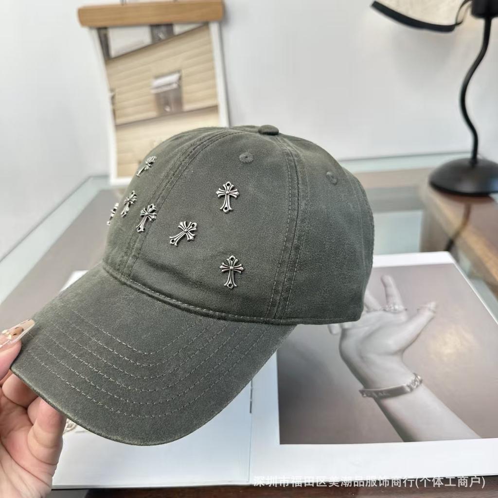 New spring and summer metal cross baseball cap versatile soft top for men and women couples personalized casual cap