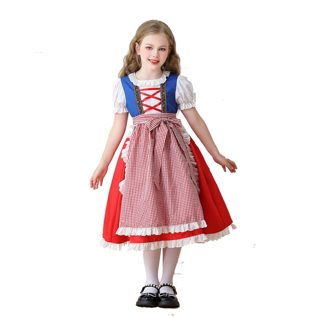 Traditionelles Mädchenkostüm mit Spitzenbesetztem Kleid für Festivals und Mottopartys Cosplay Outfit