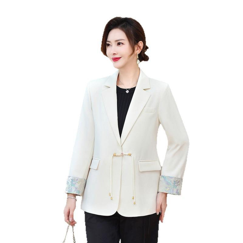 Spring Jacket: New Chinese Style Lapel Suit for Middle-aged & Elderly Women