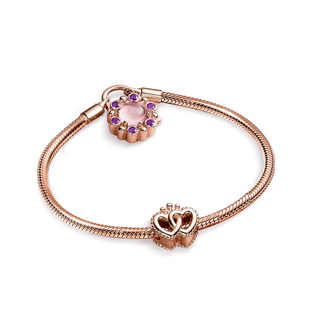 Pandora Noble Heart Copper Silver Alloy Bracelet Unisex Bracelet B801066 18