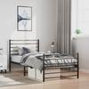 Vidaxl Struttura Letto in Metallo con Testiera e Pediera, Nera, 100X190Cm