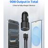 Dual 45W USB C Car Charger, 90W Max Super Fast Charging, All Metal 12V Cigarette Lighter Adapter for iPhone 17 Pro Max/16/15/iPad, Samsung Galaxy