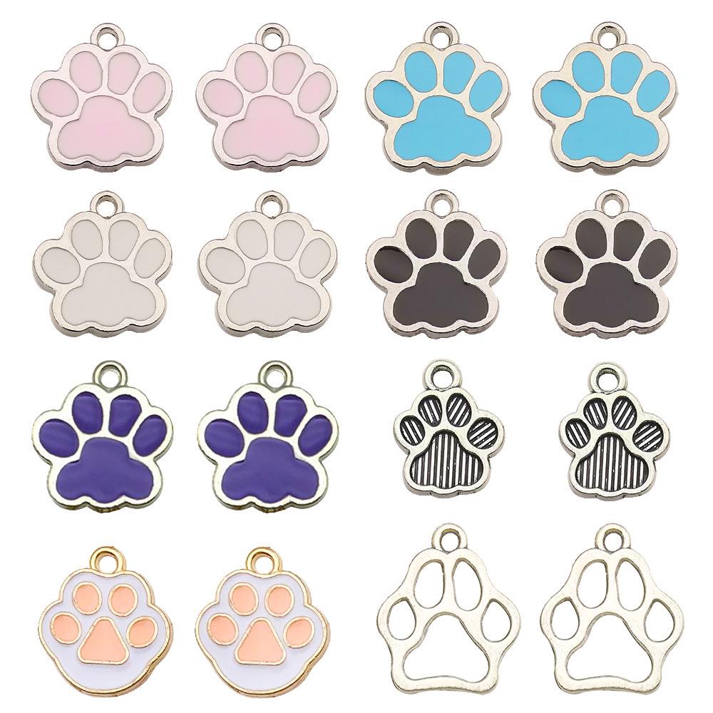 DIY Glitter Dog Paw Pendant: Alloy Drip Oil Jewelry for Pet Tags & Bracelets