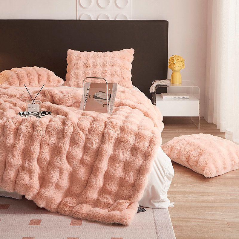 G5Z Thickened Warm Faux Fur Rabbit Fleece Blanket, Anti-Static Milk Velvet Throw for Sofa or Nap