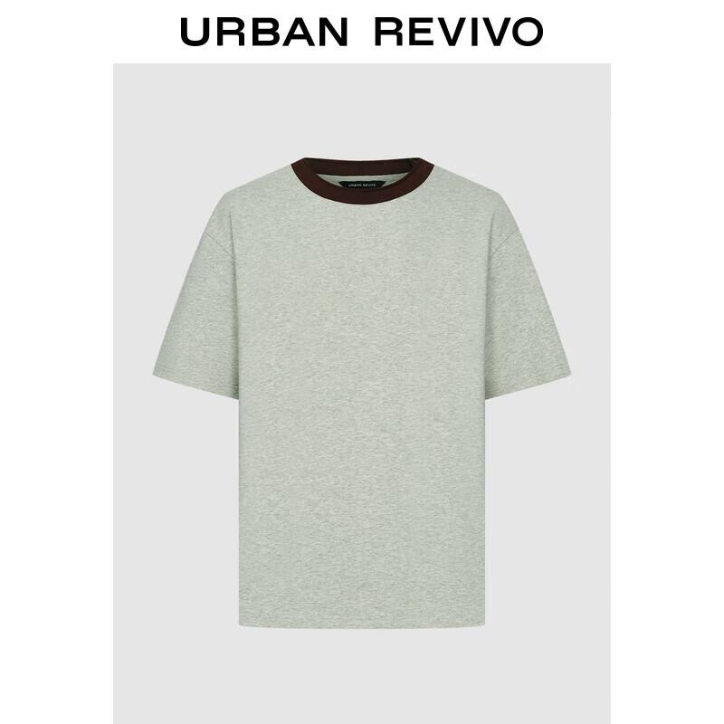 UR Men s Casual Color-block Faux Two-piece Short Sleeve T-Shirt M