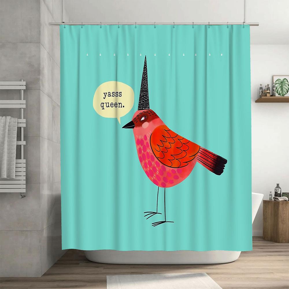 Bathroom Shower Curtain Floral Bird Pattern Waterproof Fabric Decor Home Living Room Vintage Artistic Nature Themed Backdrop