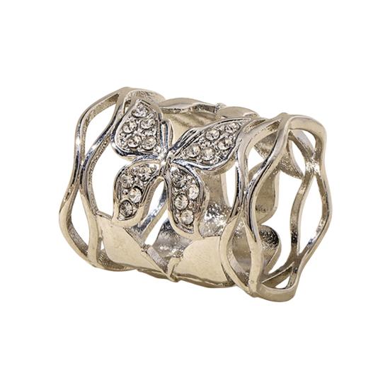 Butterfly Scarf Ring Hollow-out Ring, Rhinestone Holder, Elegant Design Clip Slide for Women Shirts Neckerchiefs Shawls Silk Scarves Stylish