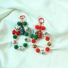 Flocked Bowknot Plush Beads Keyring Santa Claus Beaded Cell Phone Lanyard  Unisex