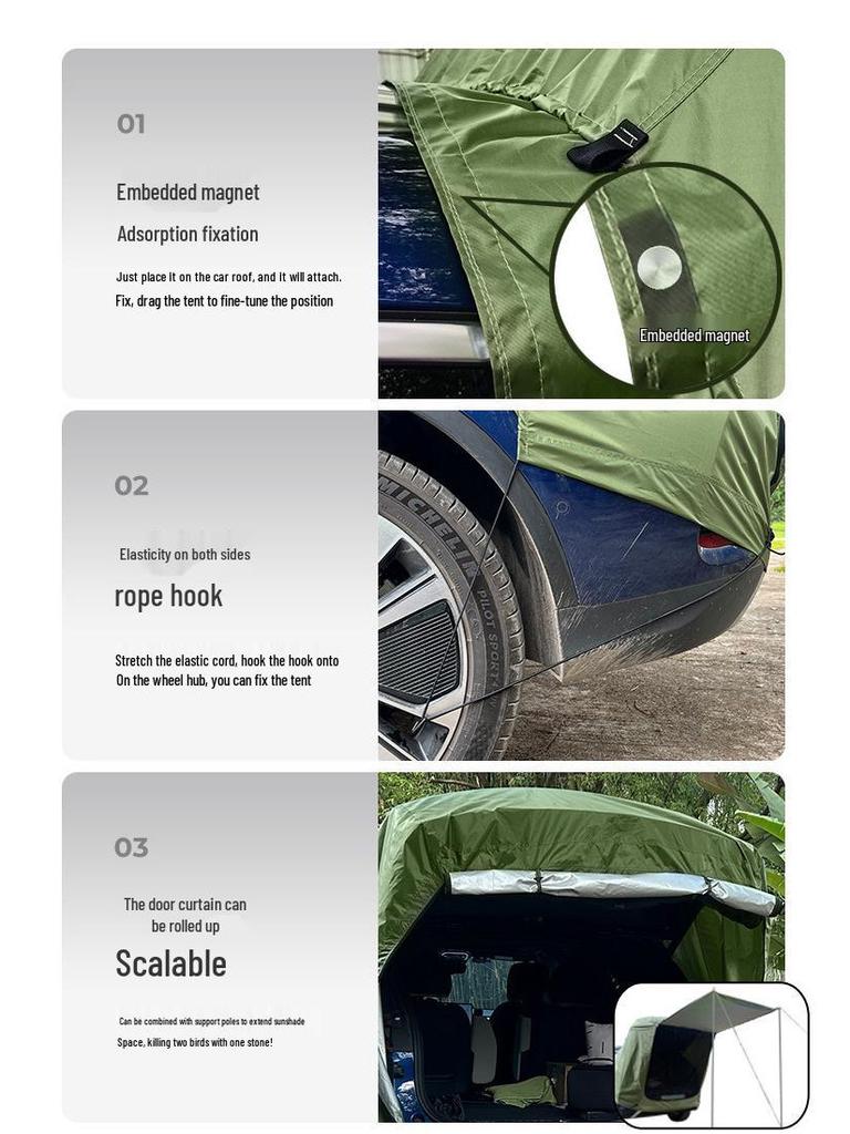 Przenośny wielofunkcyjny namiot przeciwsłoneczny do bagażnika samochodu SUV - Nie wymaga montażu