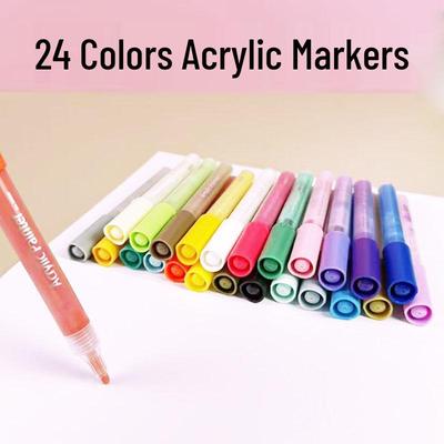 24-Color Acrylic Markers, Non-Bleeding & Layerable, Water-Based Pens for Painting & Graffiti.