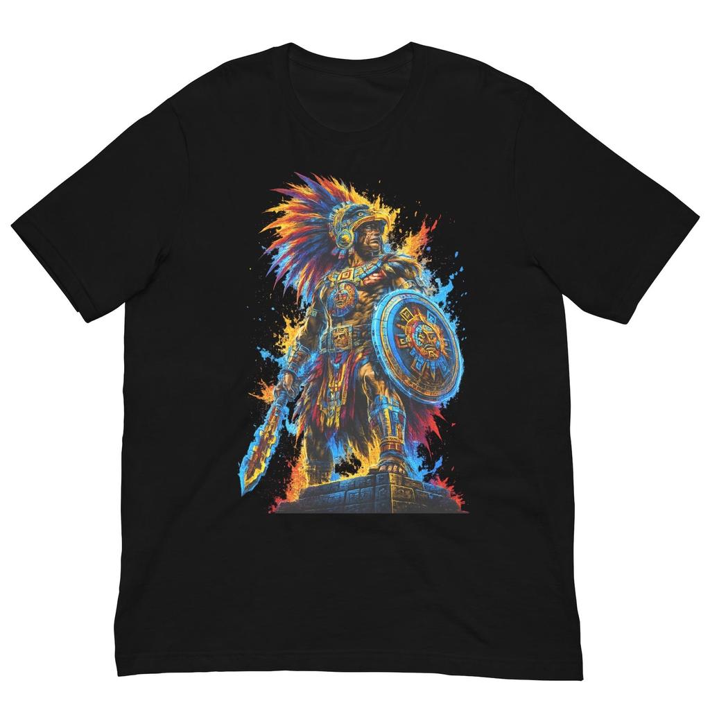 Aztec Warrior Shirt, Mexican Indigenous Warrior Tee, Ancient Mexico Art T-Shirt, Colorful Aztec Fighter Graphic Tee, Tribal Heritage Shirt
