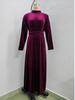 2026 Women's Elegant Gold Velvet Long-Sleeve Slimming Dress with Waist-Cinched Design for Autumn/Winter.