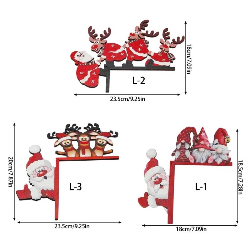 Christmas Wooden Door Hangings Santa Reindeers Carving Wall Ornament For Indoor Outdoors Holiday Season Home Decoration Easy Installation