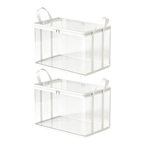 

Storage Box, Durable Clear PVC Storage Bins, with Reinforced Handles Double Zipper Design, Large Capacity Moisture-Proof Organizer Bags Size#M білий