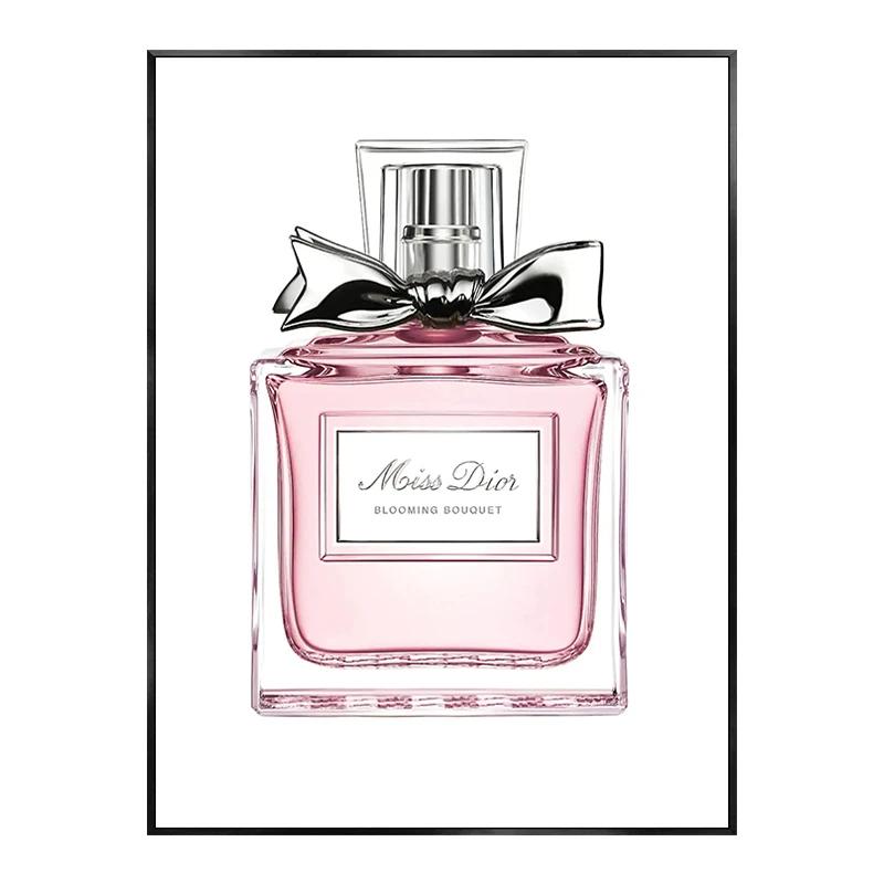 Fashion Woman Perfume Poster Prints Pictures Pink Flower Sexy Lip Make Up Girls Wall Art Canvas Paintings for Nordic Room Decor