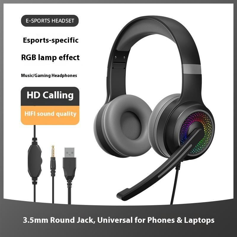 Head-mounted E-sports Game USB Wired Headset RGB Magic Light Effect Computer Headset