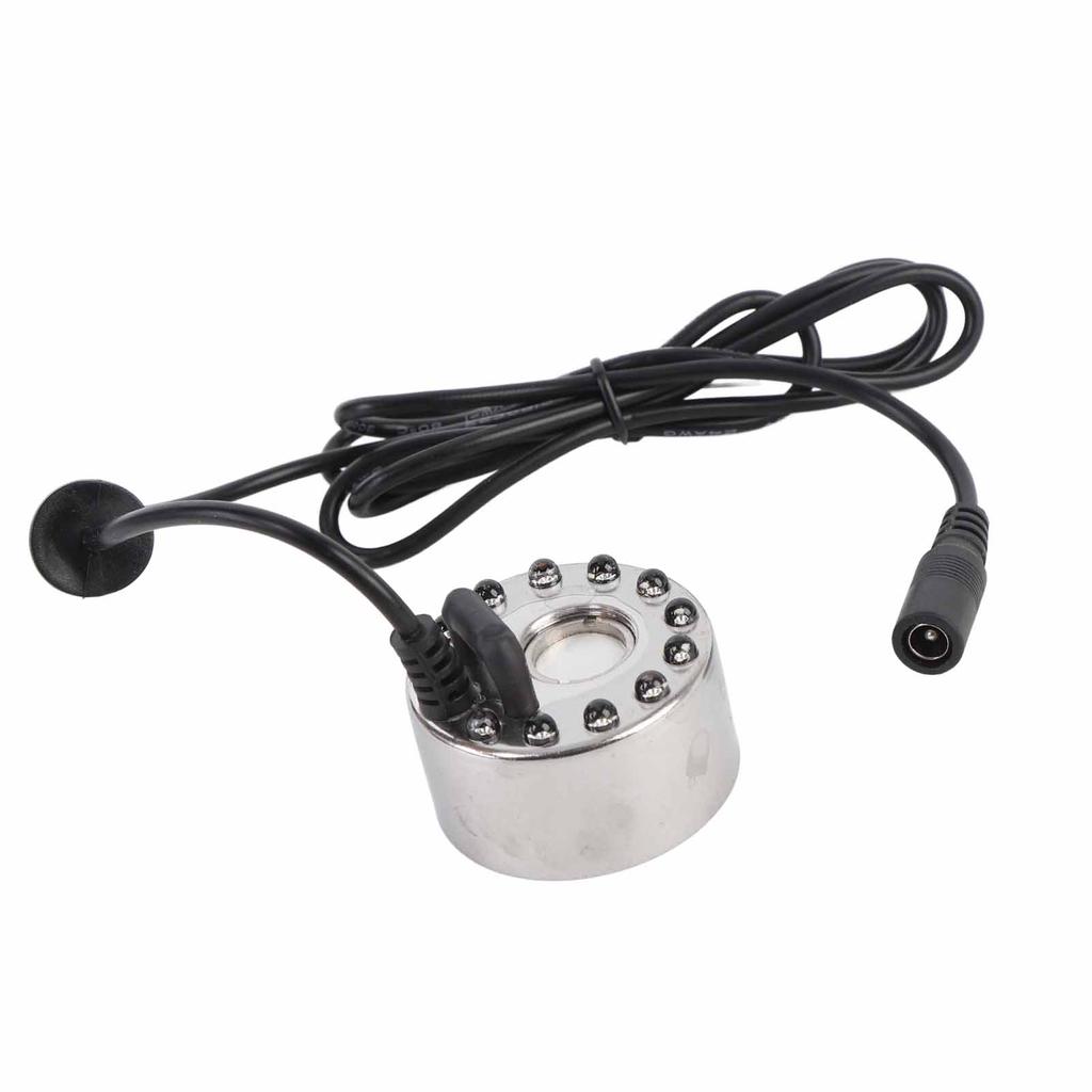 Mist Maker Fogger Zinc Alloy 12 LED Color Changing Fog Atomizer Humidifier for Water Fountain Pond Rockery Vase