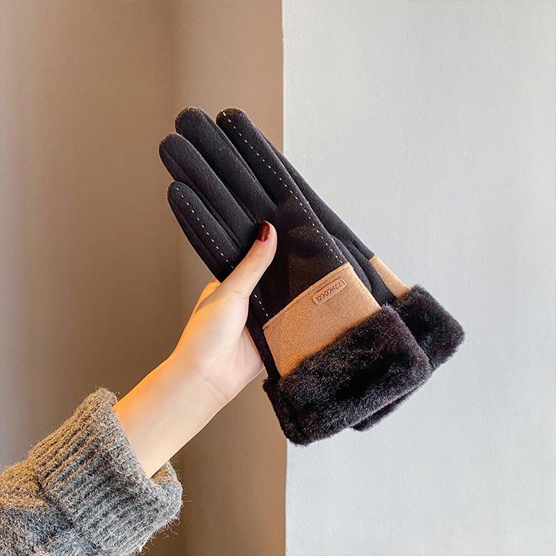 

Gloves Women s Warm Fleece Windproof Electric Vehicle Cashmere Winter Ladies Driving One size