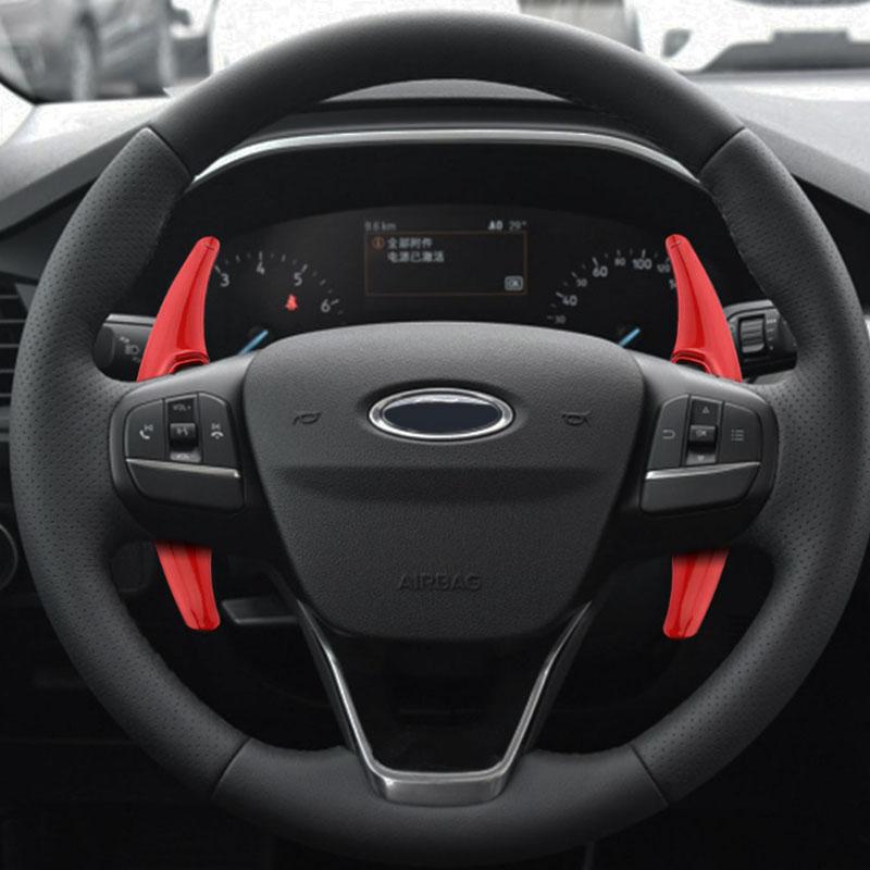 2Pcs/Set ABS Chrome Car Steering Wheel Paddle Extension Shifters Shift Sticker for Ford Focus 4