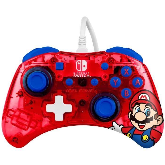 Manette de jeu - nintendo switch - mario rock candy - filaire - pdp - rouge