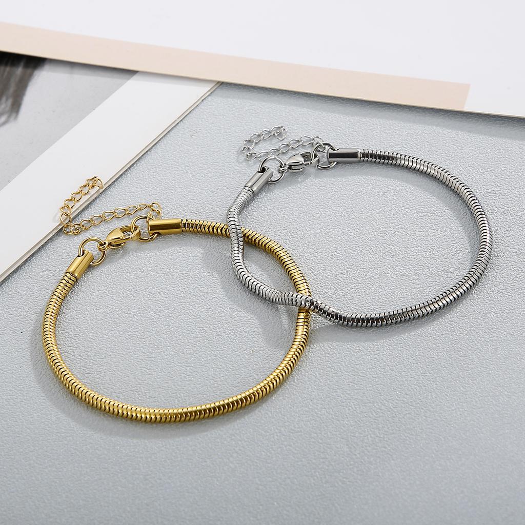 Kalen 3mm Snake Chain Bracelets Men's Women's Rock Cool Boys Girls Round Link Jewelry Fashion Trend Gold Color Accessories Gift