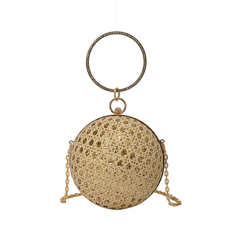 Dinner Bag New 2025 European and American Fashion Diamond-encrusted Retro Shoulder Bag Women's Messenger Chain Round Ball Small Round Bag