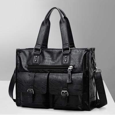 Men Briefcase Large-capacity Handbag Korean Casual Men's Messenger Retro Short-distance Travel Men's Bag