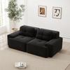 Modulares Sofas ohne Armlehnen, Modernes Wohnzimmersofa mit tiefer Sitzfläche, Bequemes Cord-Wolkensofa, Zweisitzer Kleines Sofa, Schlafsofa, Schwarz
