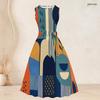 Women Plus Size Two Piece Set Plaid Printed 3 4 Sleeve Draped Cardigan Sleeveless Tie Waist Flared Dress