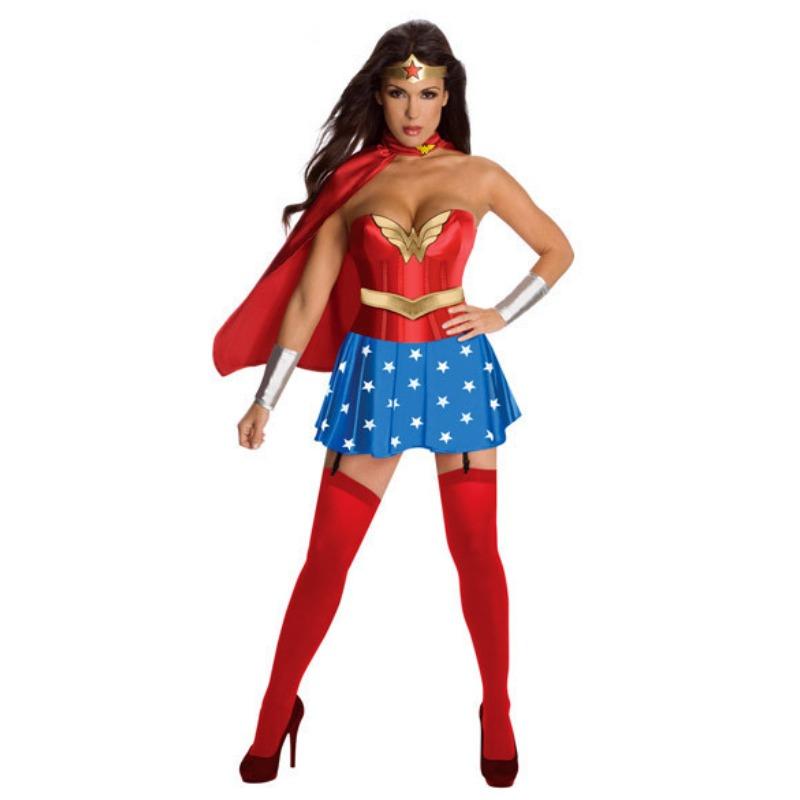 Halloween Dospělý Superman Dámské Šaty Wonder Woman Plášť Oblek Cosplay Oblek Oblek pro Divadelní Představení