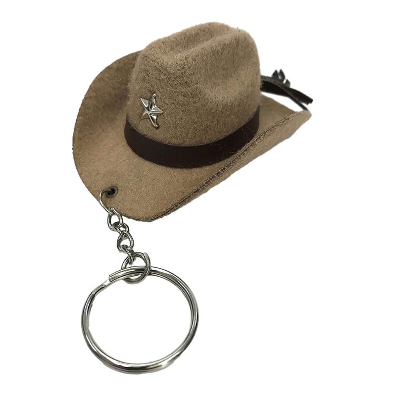 Velvety Leather Cowboy Hat Keychain Handcrafted Key Accessory for Women