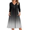 Women's V-Neck Three-Quarter Sleeve Gradient Print Casual Dress for Daily Wear