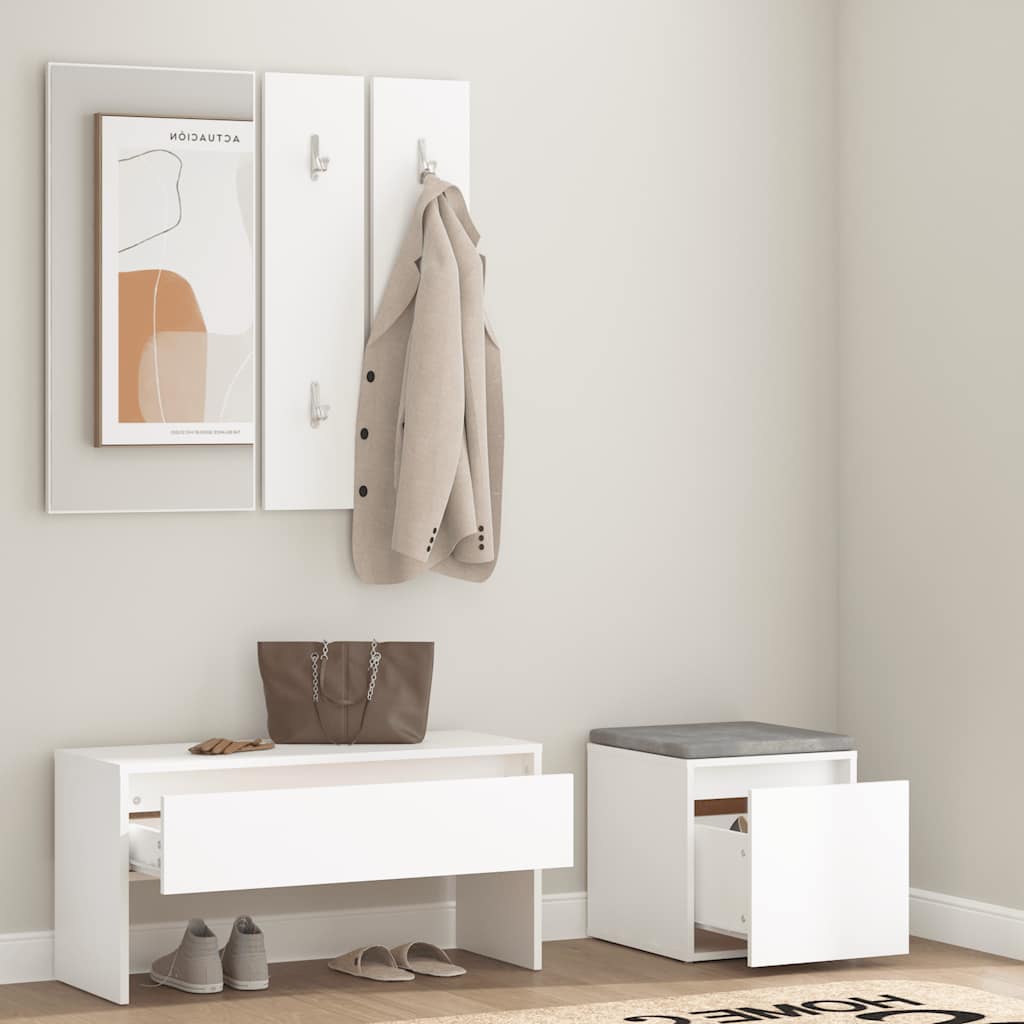 Vidaxl Hallway Furniture Set, White, Wood-Based Material