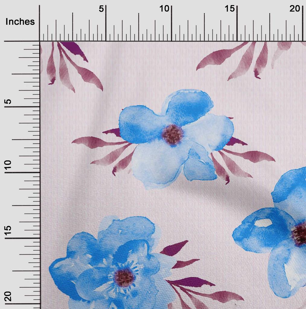 oneOone Bawełna Elastyczna Tkanina Akwarelowe Liście i Kwiaty Kwiatowy Nadruk Metraż 40 Cali